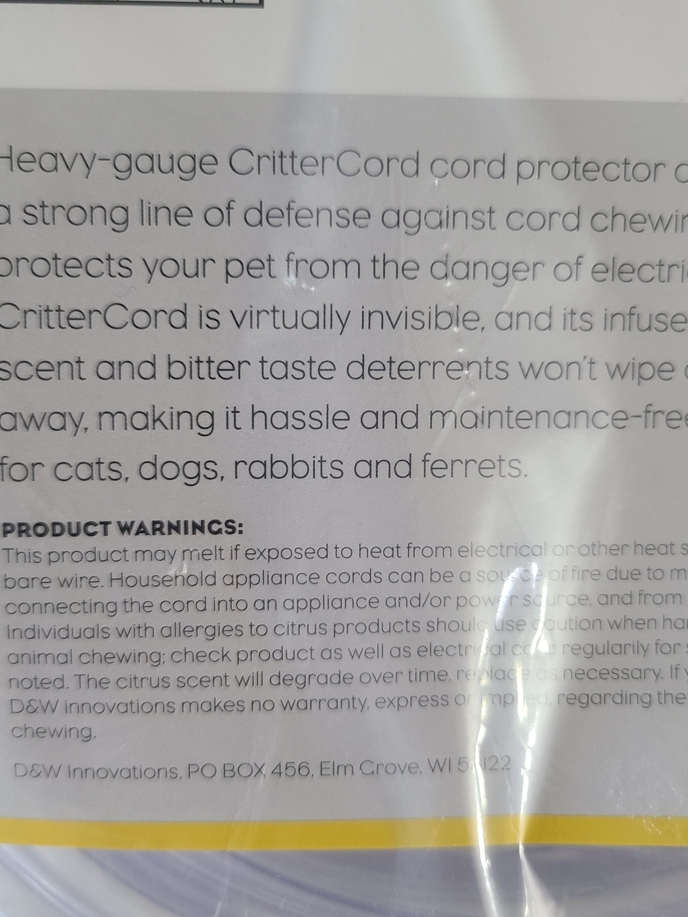 Cord Protector 10 ft Clear Pet Critter Cord Chew Deterrent (A1) - Picture 8 of 9